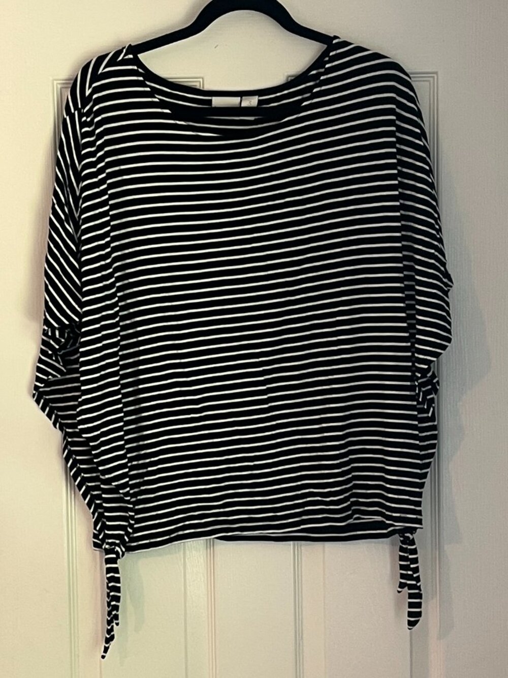 Chico's Black and White Striped Top